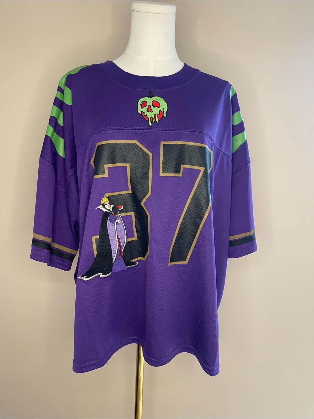 Evil Queen Purple Graphic Jersey Top with Green Accents